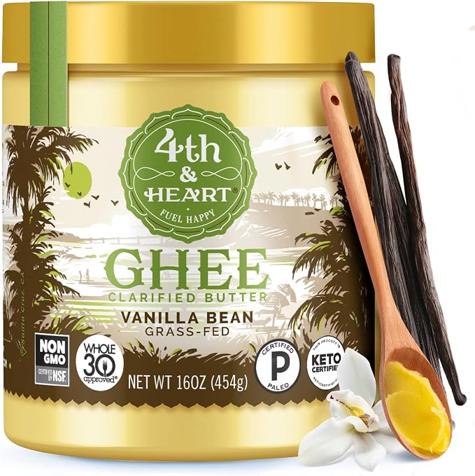 4th & Heart Ghee Clarified Butter Grass-Fed Vanilla Bean 16 oz (454 g)