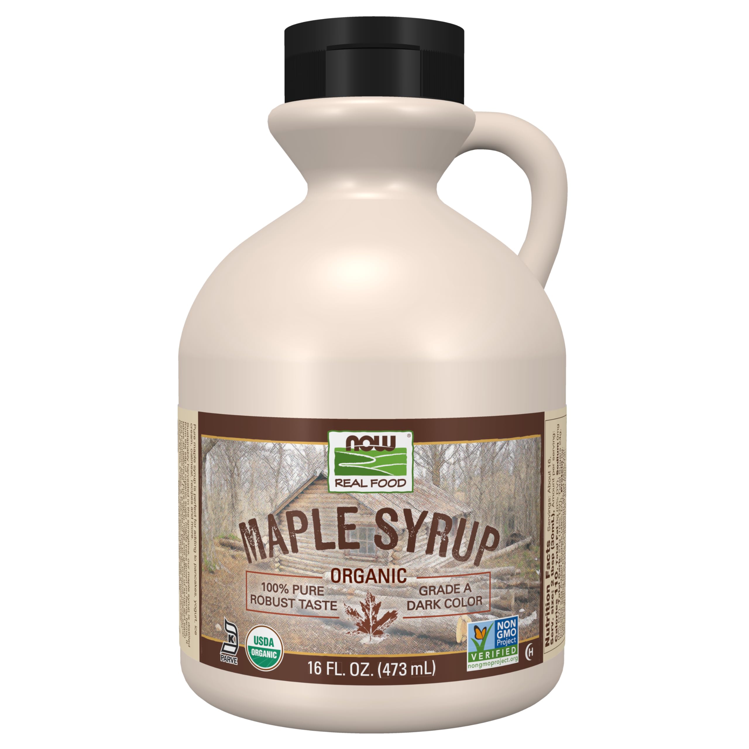 Organic Maple Syrup, Grade A, Dark Color, 16 fl oz Now Foods
