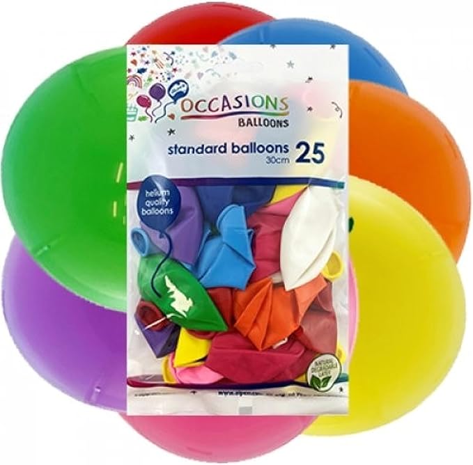 Standard Balloons 25 Pack 30cm Assorted Colours