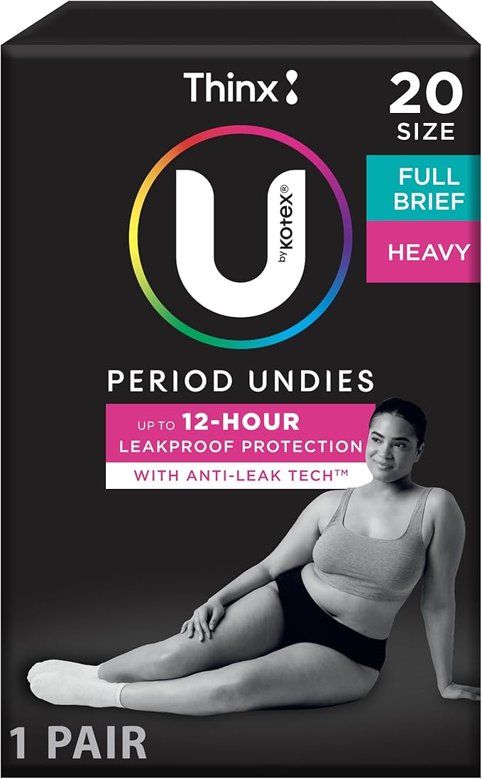 U by Kotex Period Undies Heavy Black Size 20