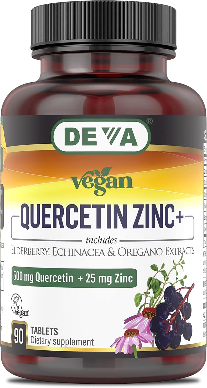Deva Vegan Quercetin 500 MG Zinc+ 25 MG 90 Tablets