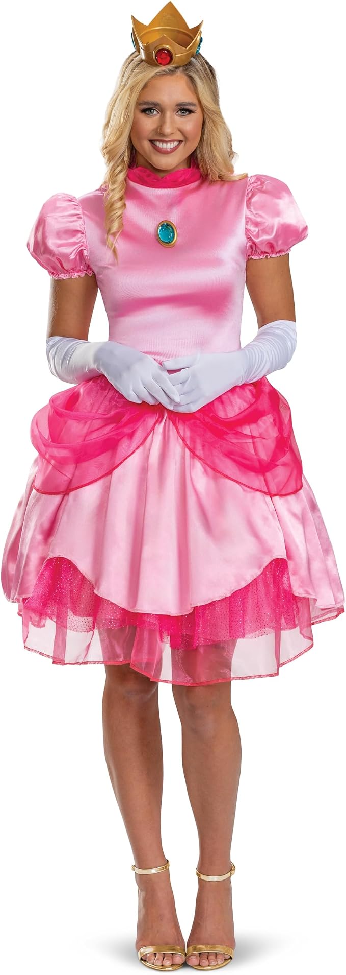 Women's Deluxe Super Mario Bros. Pretty Princess Peach Costume | Nintendo Costumes | Adult | Womens | Pink/Blue | M | Disguise Limited