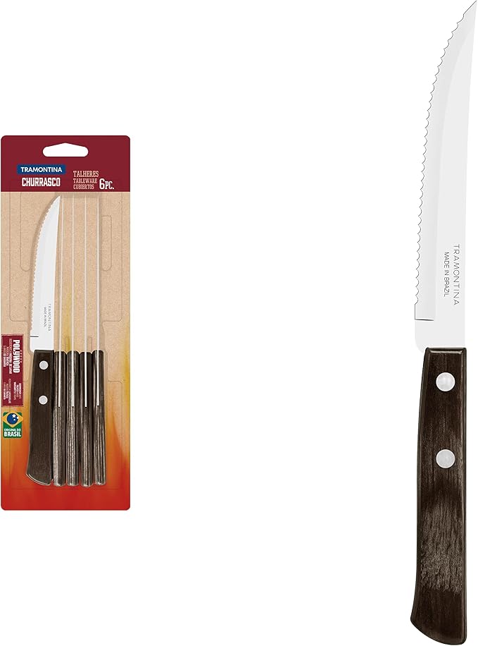 Tramontina Churrasco Steak Knives 6-Pieces Set, Brown