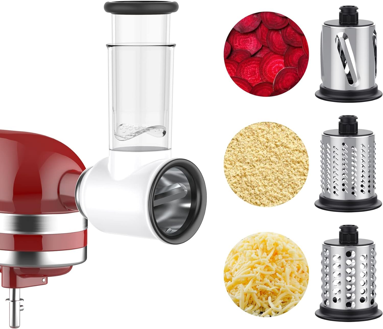 Slicer Shredder Attachment for KitchenAid Stand Mixer, Cheese Grater Attachment for KitchenAid Mixer, Cheese Grater Machine with 3 Blades by COFUN
