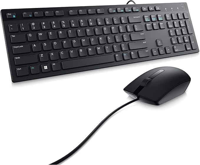 Dell Wired Keyboard and Mouse - KM300C - USB Keyboard - Black - USB Cable Mouse - Optical - 1000 DPI - 3 Button - Black - Mute, Volume Down, Volume Up