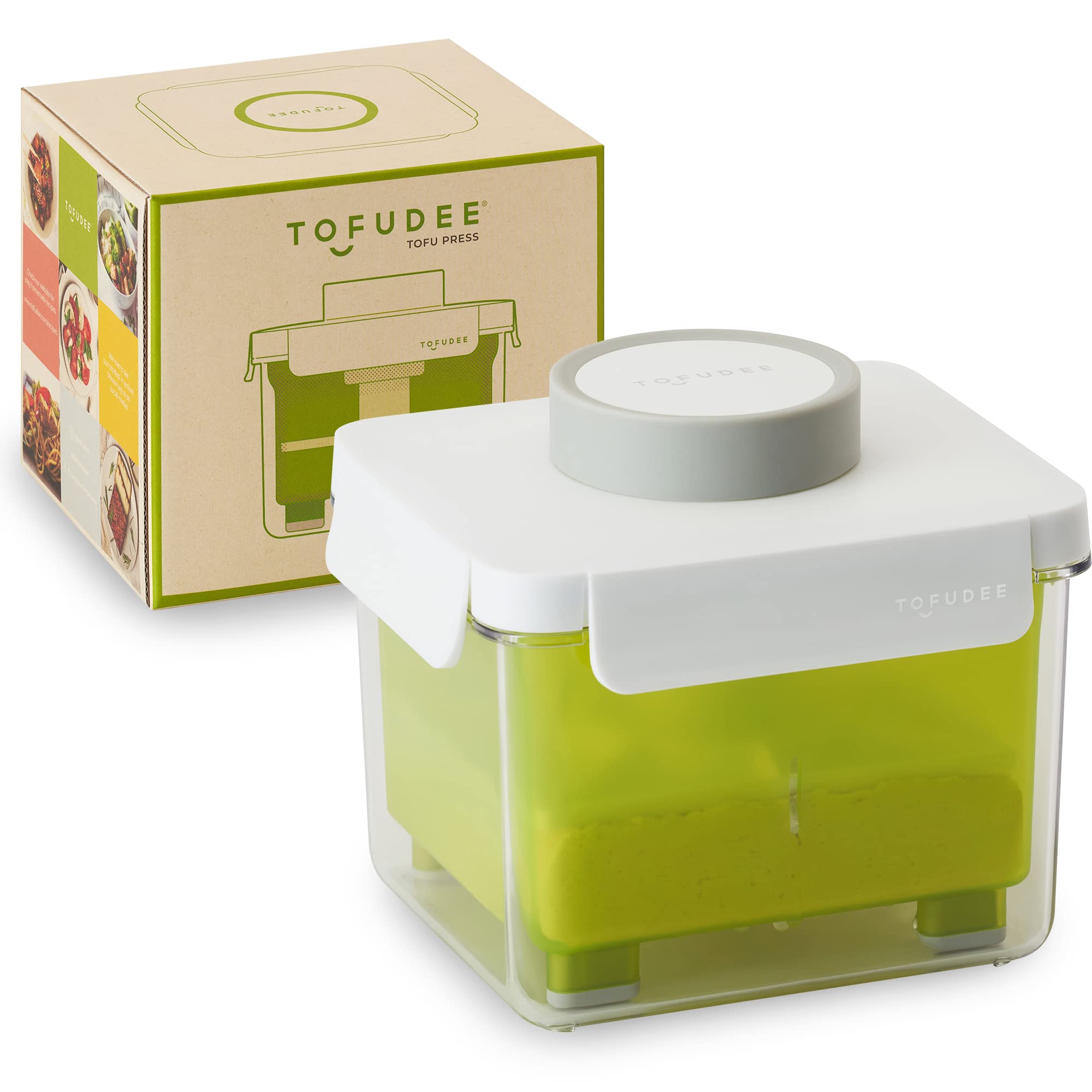 Tofu Press with Auto IntelliSpring. Patent Adjustable Vegan Tofu Presser for Speed up Draining Water from All Types of Pressed Tofu Without Crack