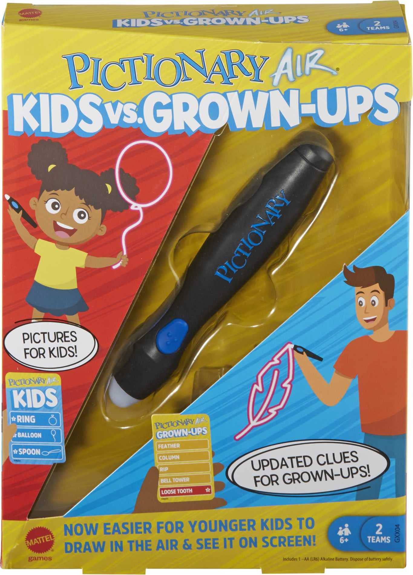 Mattel Games Pictionary Air Kids VS Grown-Ups Family Drawing Game, Lin