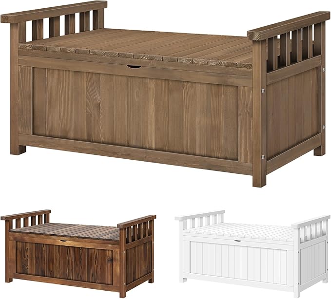 ALFORDSON Outdoor Storage Box Wooden Bench Chest Brown L