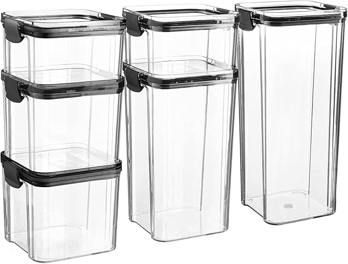 Black 6pc Food Storage Containers Set - 4 Sizes - by Argon Tableware