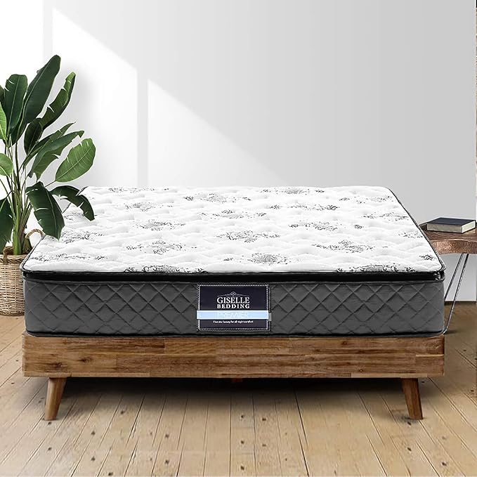 24cm Giselle Mattress Pillow Top Foam Bed Bonnell Spring - Size Double