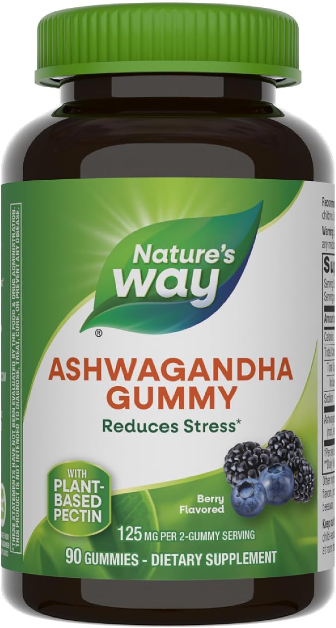 Nature's Way, Ashwagandha Gummies, Berry, 125 mg, 90 Gummies