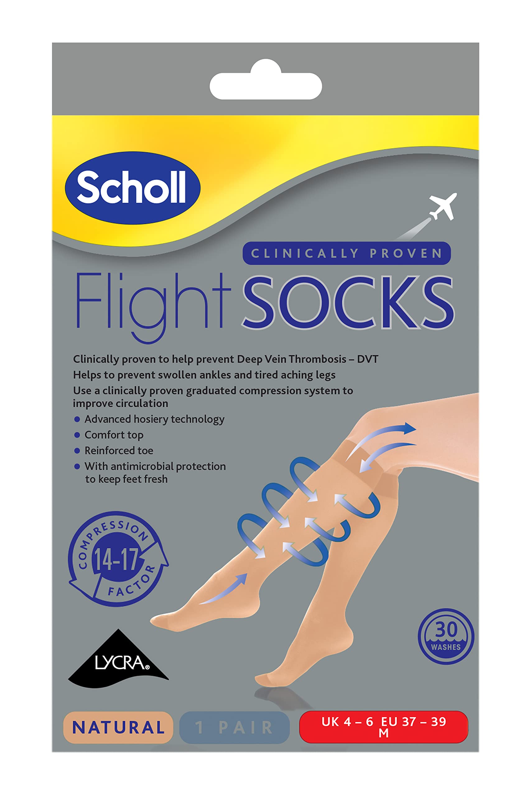 Scholl Flight Socks Ladies 8-10 Natural