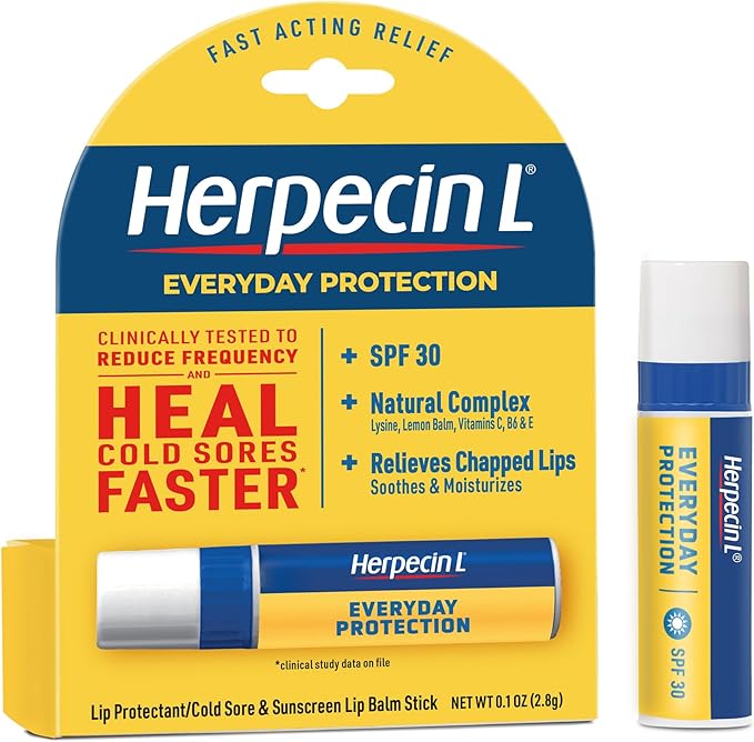 Herpecin L Lip Balm Stick, SPF 30 & Lysine, 0.1 Ounce Tube