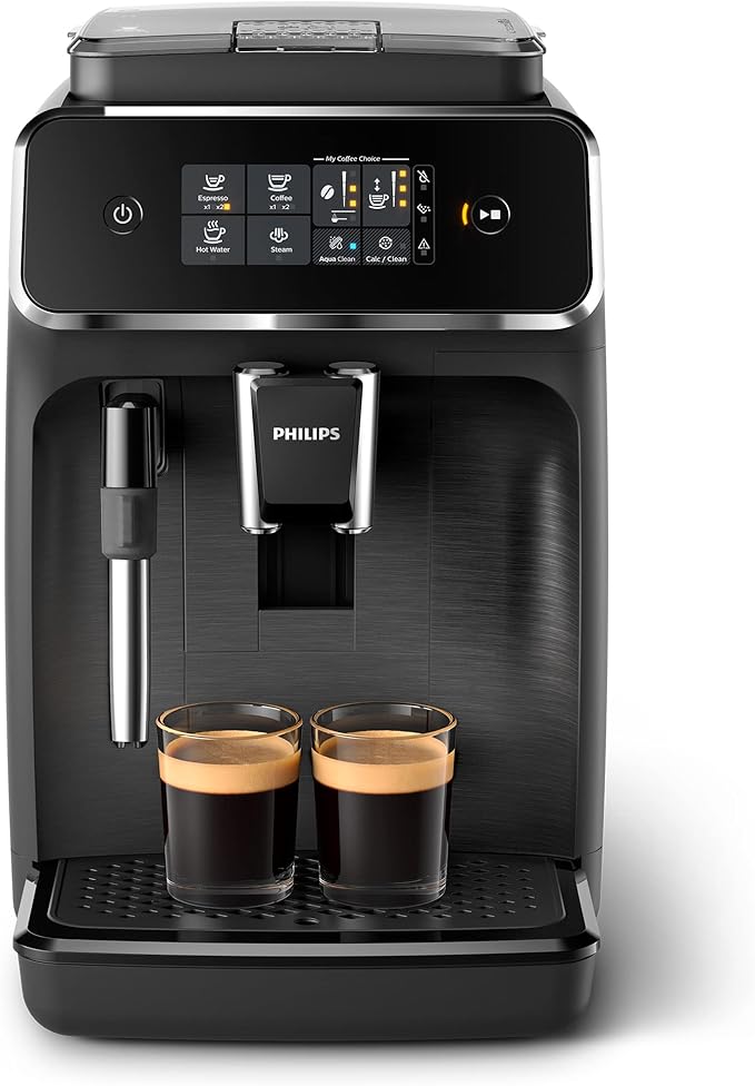 Philips 2200 Series Bean-to-Cup Espresso Machine - Classic Milk Frother, Intuitive Touch Display, Matte Black (EP2220/10)