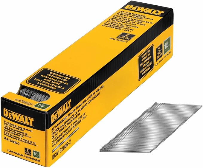 DeWalt 15-Gauge 2inch 34° Angled Finish Nails - 2500 Nails, Model DCA15200-2
