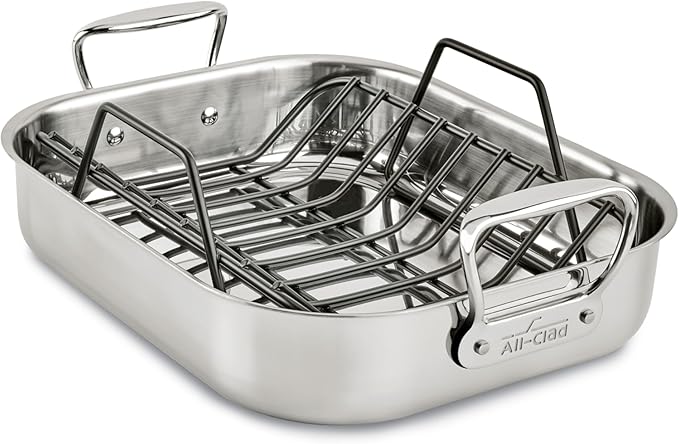 All-Clad Stainless Steel Small 14 x 11 Inch Roaster with Rack
