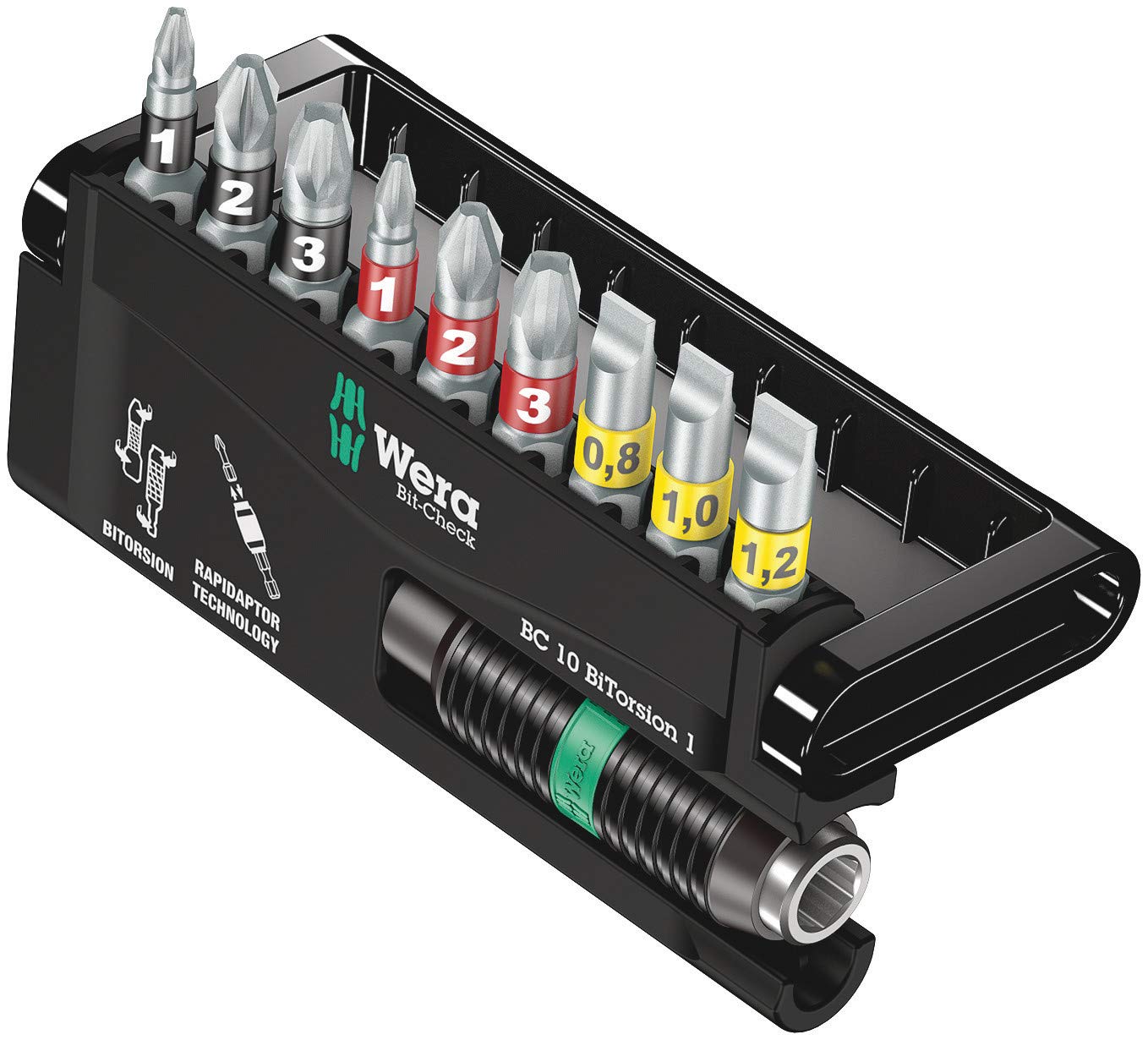 Wera 05056374001 Bit-Check 10 BiTorsion 1 Bits Assortment BiTorsion