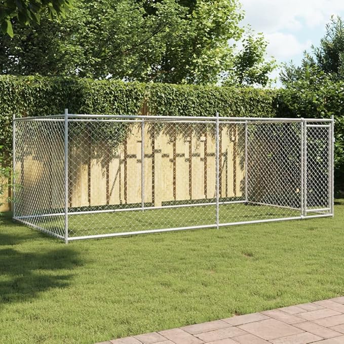Dog Cage with Door Grey 4x2x1.5 M Galvanised Steel vidaXL