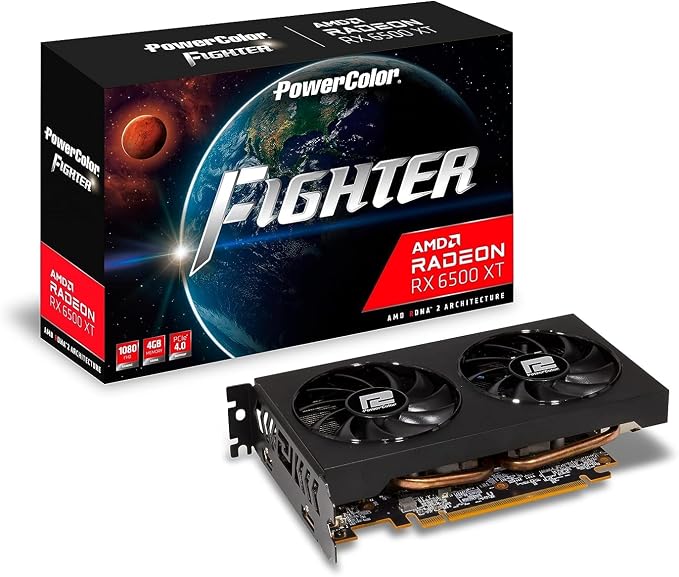 PowerColor Fighter AMD Radeon RX 6500 XT Graphics Card 4GB GDDR6, PCIe 4.0, Dual