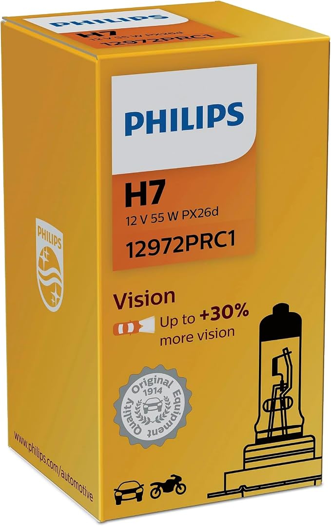 Genuine Philips Premium Vision Headlight H7 Globe 12V 55W - Single Box #12972PRC1