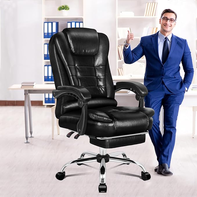 ALFORDSON Office Chair Deluxe PU Leather Executive Black