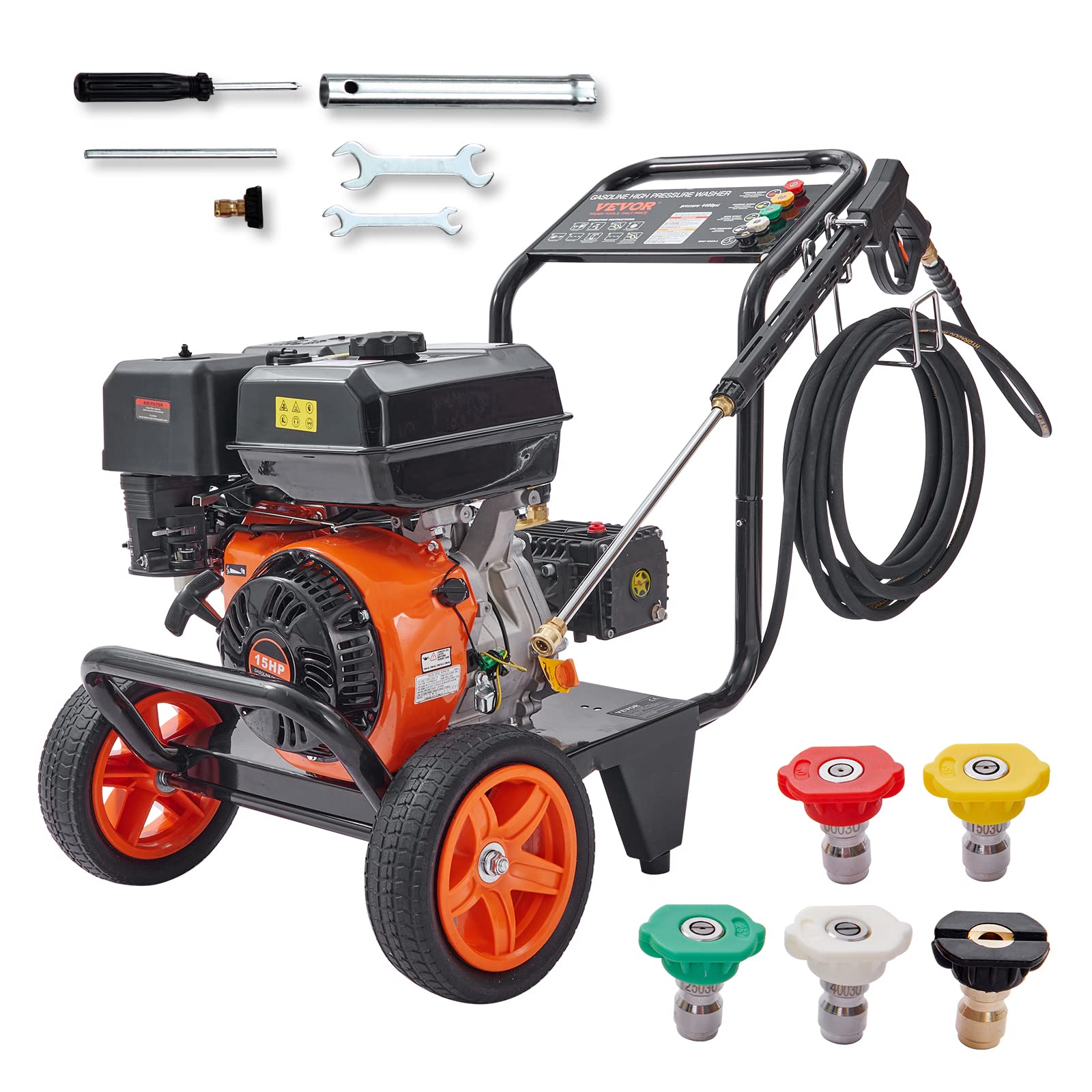 VEVOR Gas Pressure Washer Gas Powered Washer 4400 Psi 4.0 GPM 390cc 5 Nozzles