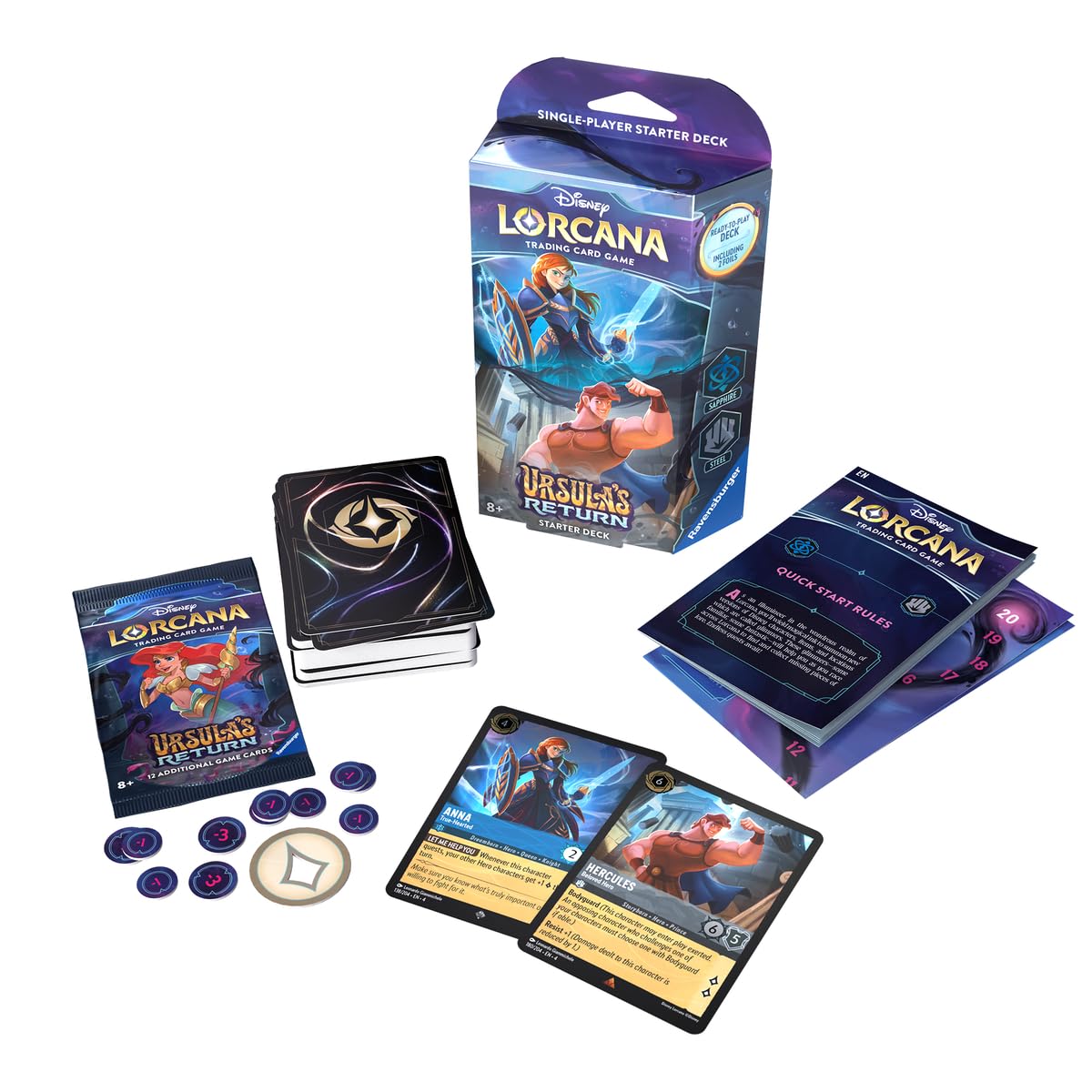 Disney Lorcana Trading Card Game Rise of The Flooborn Amber and Sapphire Starter Deck