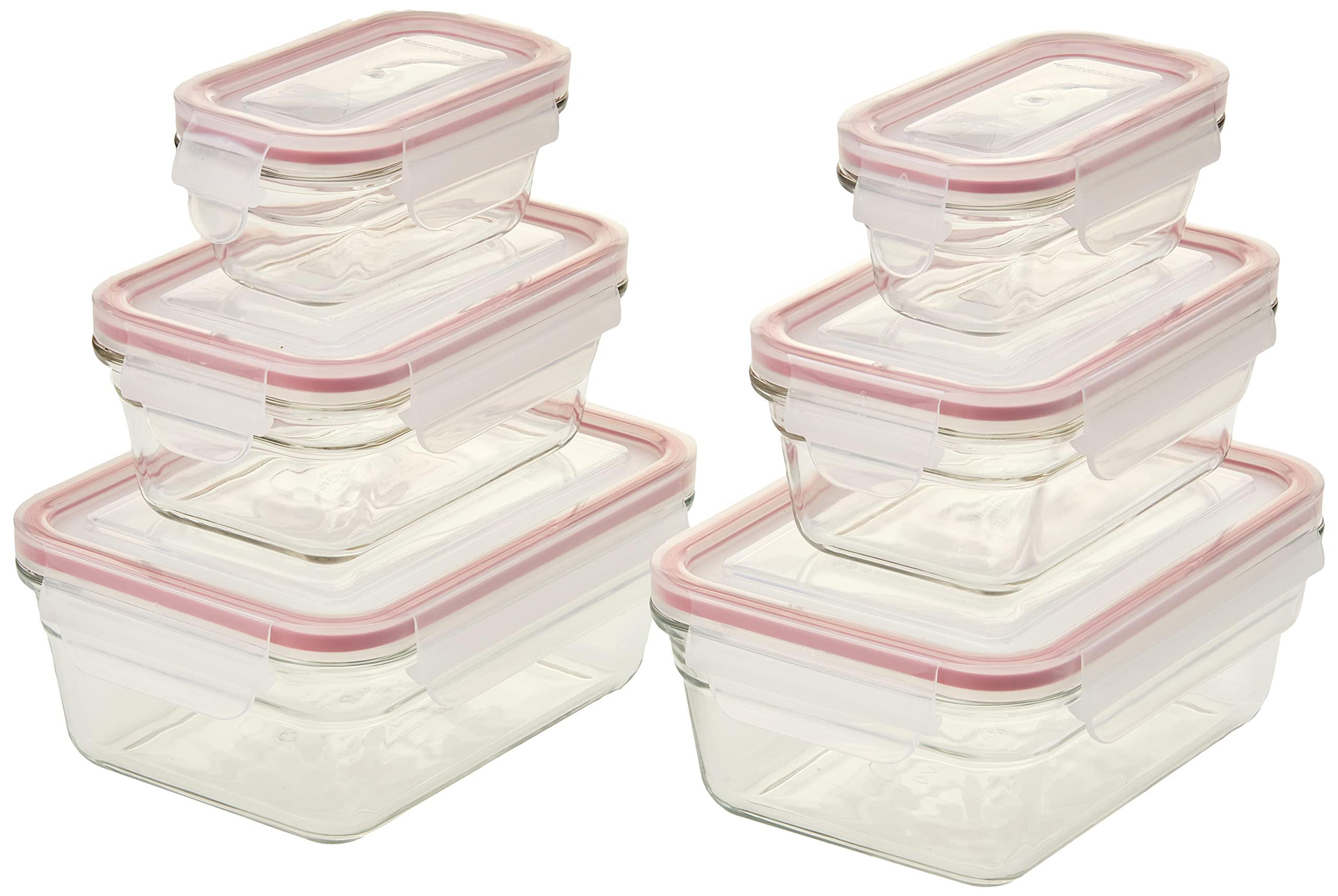 Glasslock Rectangular Oven Safe Food Container Set, 6 Piece