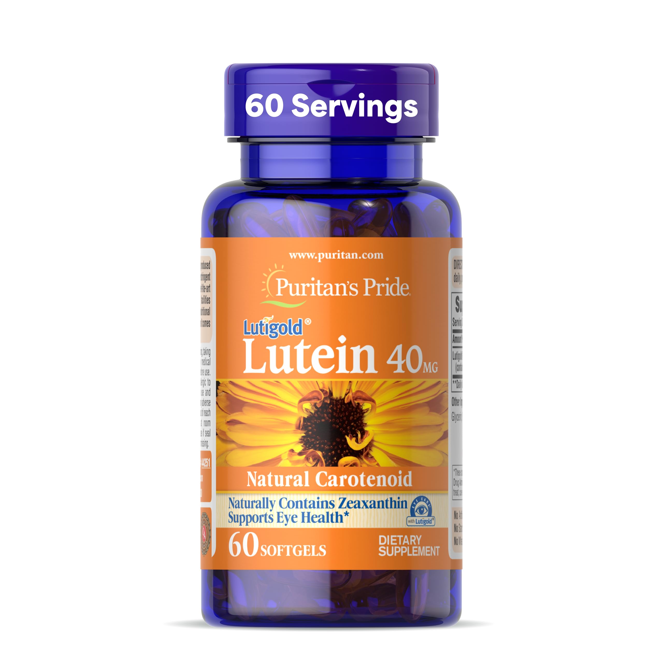 Puritan's Pride Lutein 40 MG with Zeaxanthin Softgels, 120 Count