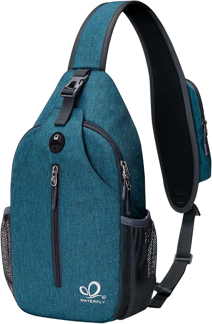 WATERFLY Crossbody Sling Backpack Sling Bag Travel Hiking Chest Bag Daypack