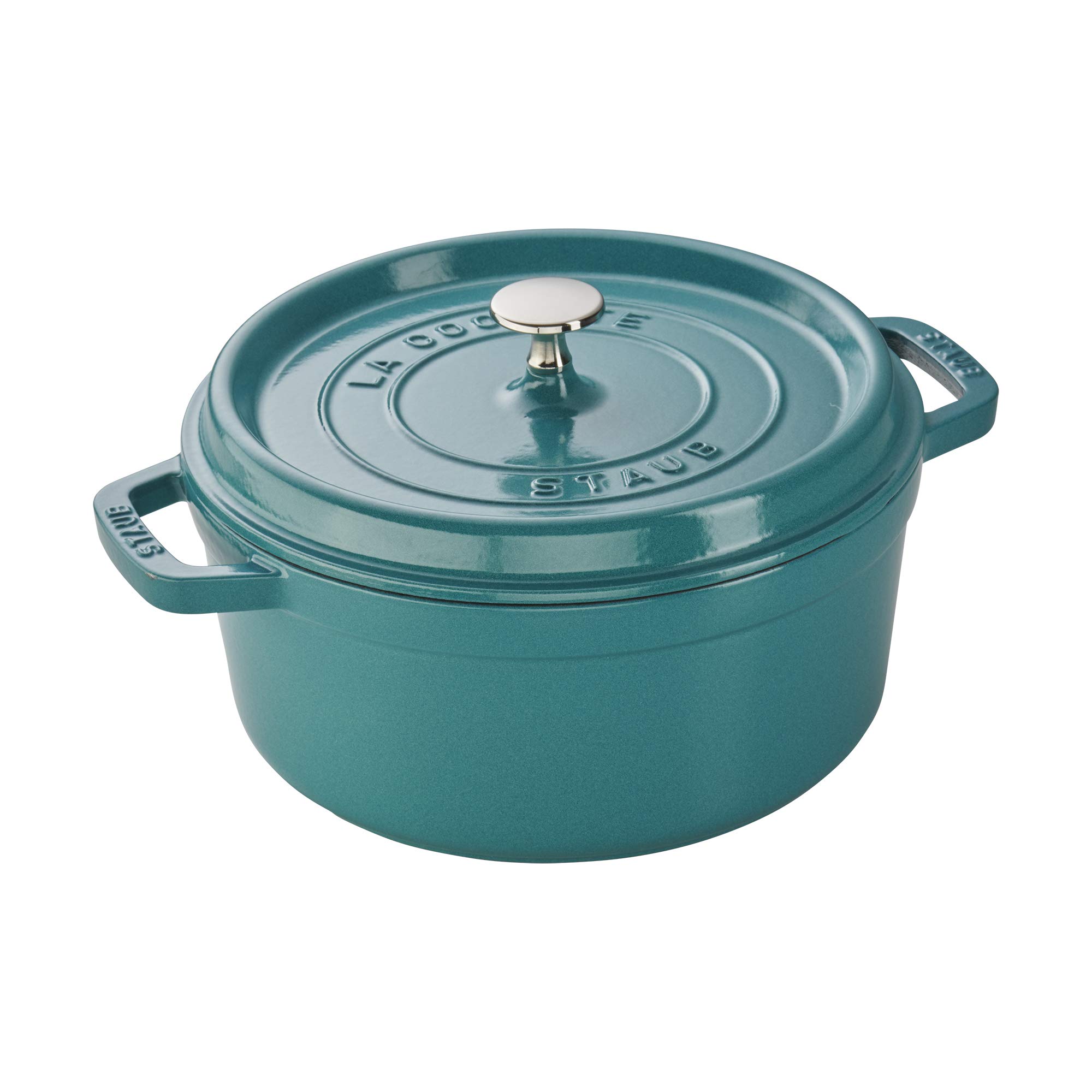 Staub 11024105 Cast Iron 4-qt Round Cocotte, Turquoise
