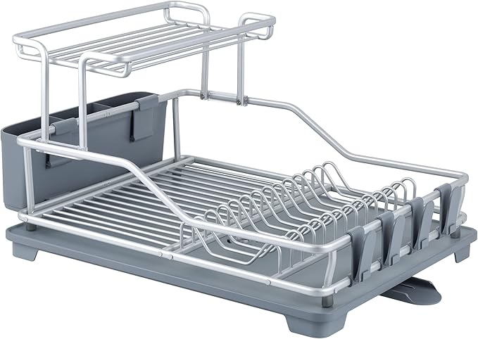 Avanti Bravo Aluminium Dish Rack with Draining Tray, 2 Tier