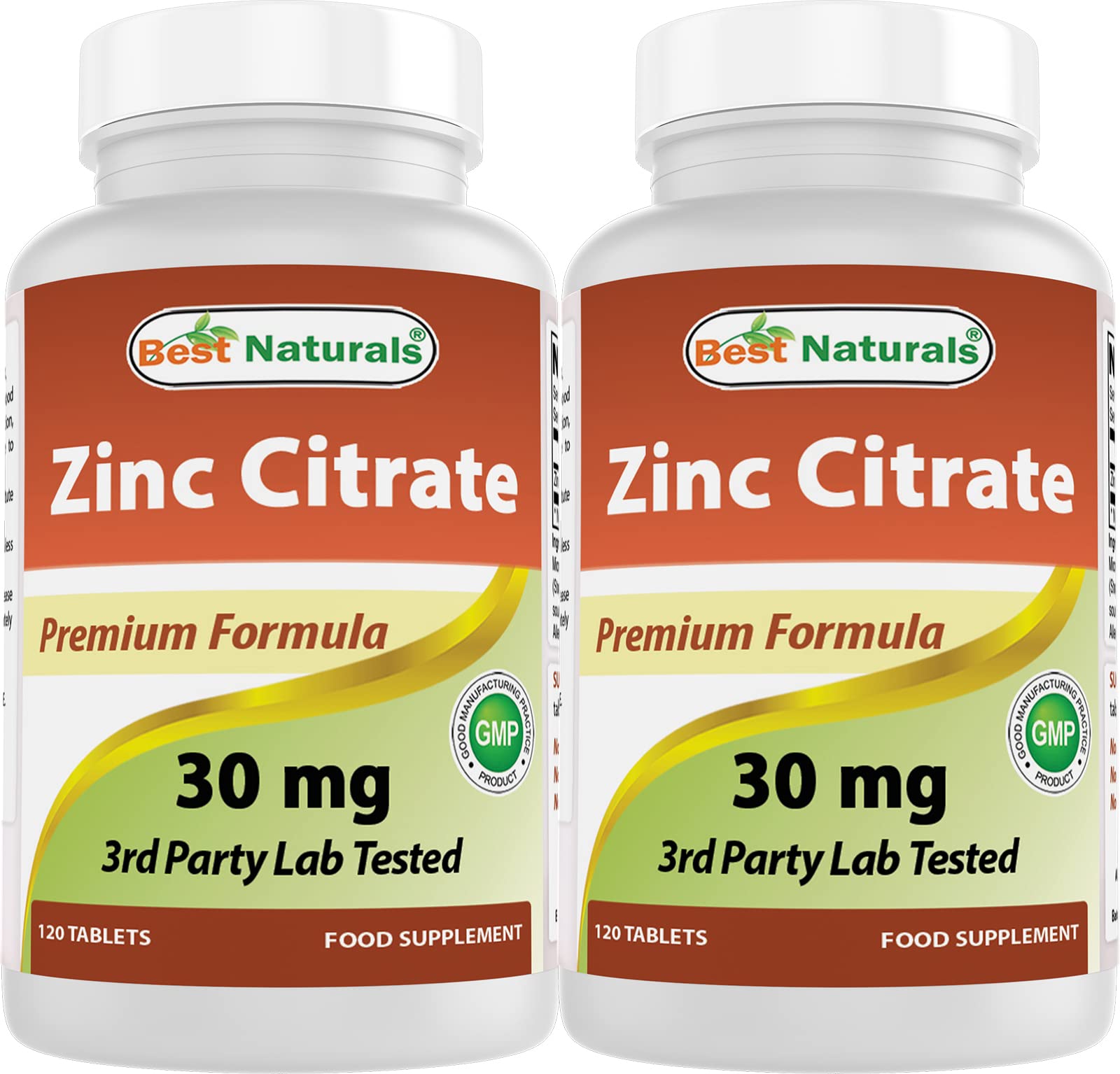 Best Naturals Zinc 30mg Supplements (As Zinc Citrate) - Zinc Vitamins For Adults Immune Support - 120 Tablets