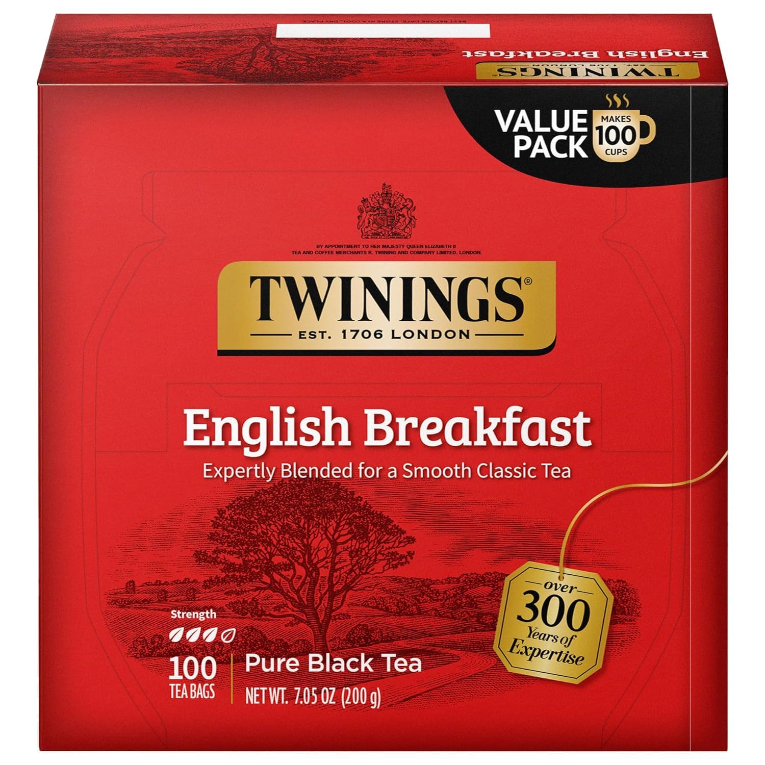 Twinings Black Tea, English Breakfast, Tea Bags - 100 tea bags, 7.05 oz