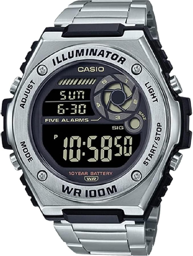 Casio MWD-100HD-1A Silver Men's 100m Stainless Steel Multifunction Sports Watch