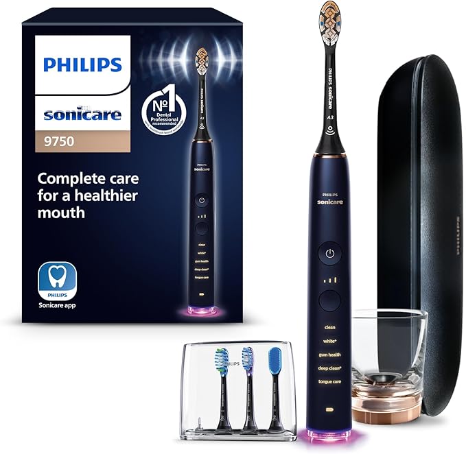 Philips Sonicare DiamondClean Smart 9750 Rechargeable Electric Toothbrush, Rose Gold HX9924/65