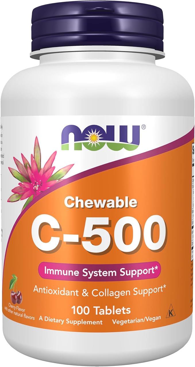 Now Foods Vitamin C-500 Chewable Cherry-Berry Tablets 100