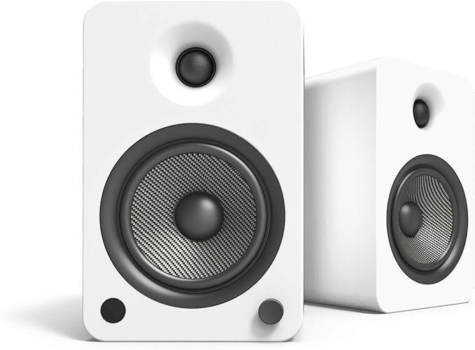 Kanto YU6 200W Powered Bookshelf Speakers With Bluetooth and Phono Preamp - Pair, Matte White