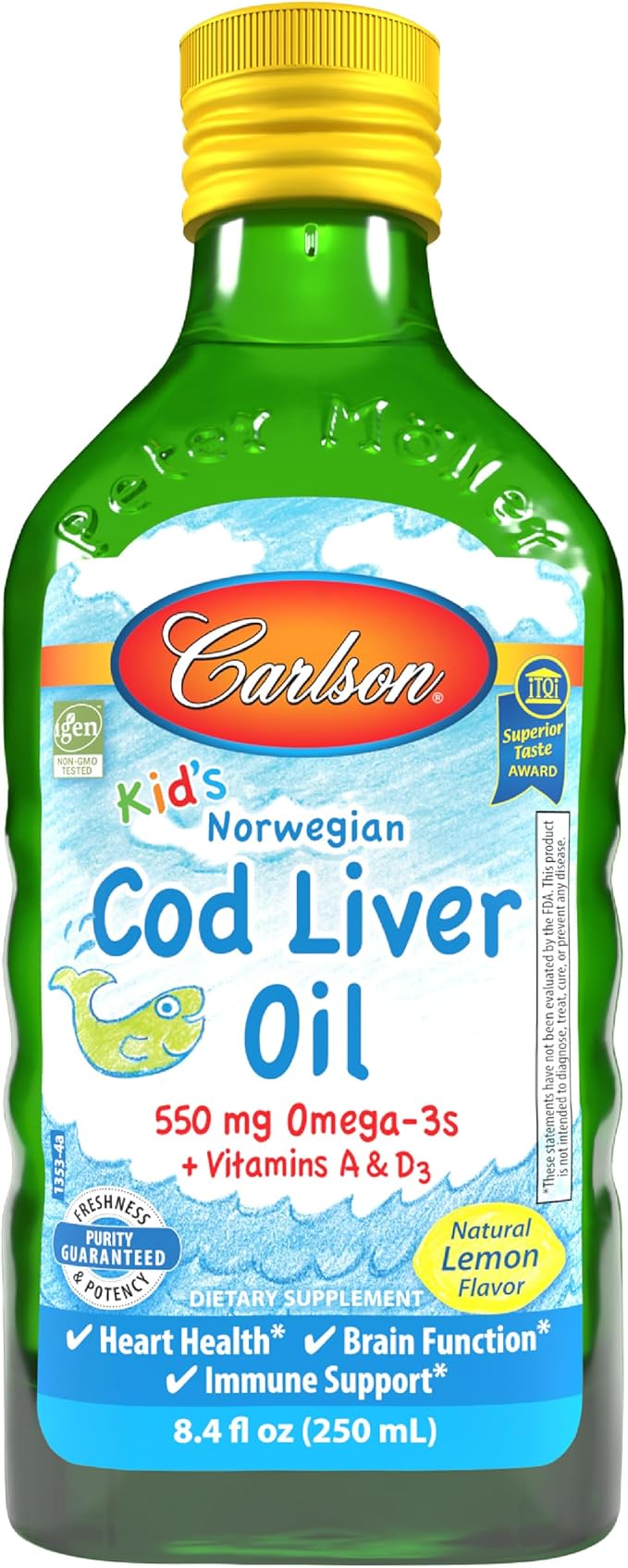 Carlson Kid's Norwegian Cod Liver Oil Lemon 250ml