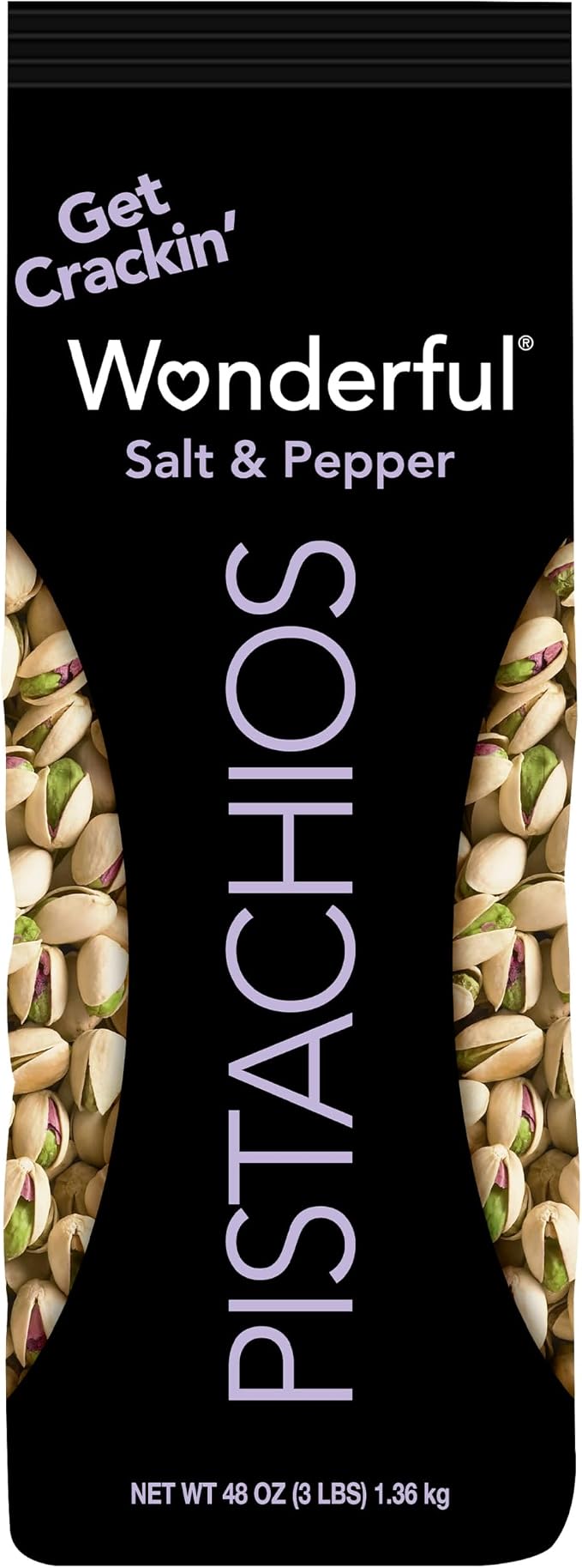 Wonderful Pistachios, Salt and Pepper Flavored, 48 Ounce Bag