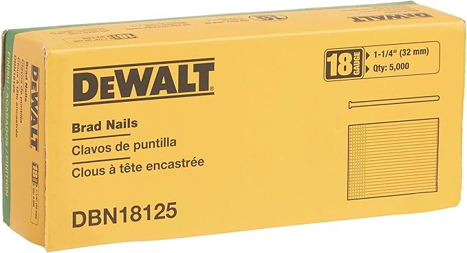 DeWalt DBN18125 Heavy Duty 18 Gauge, 1-1/4-Inch Brad Nail (5000-Pack)