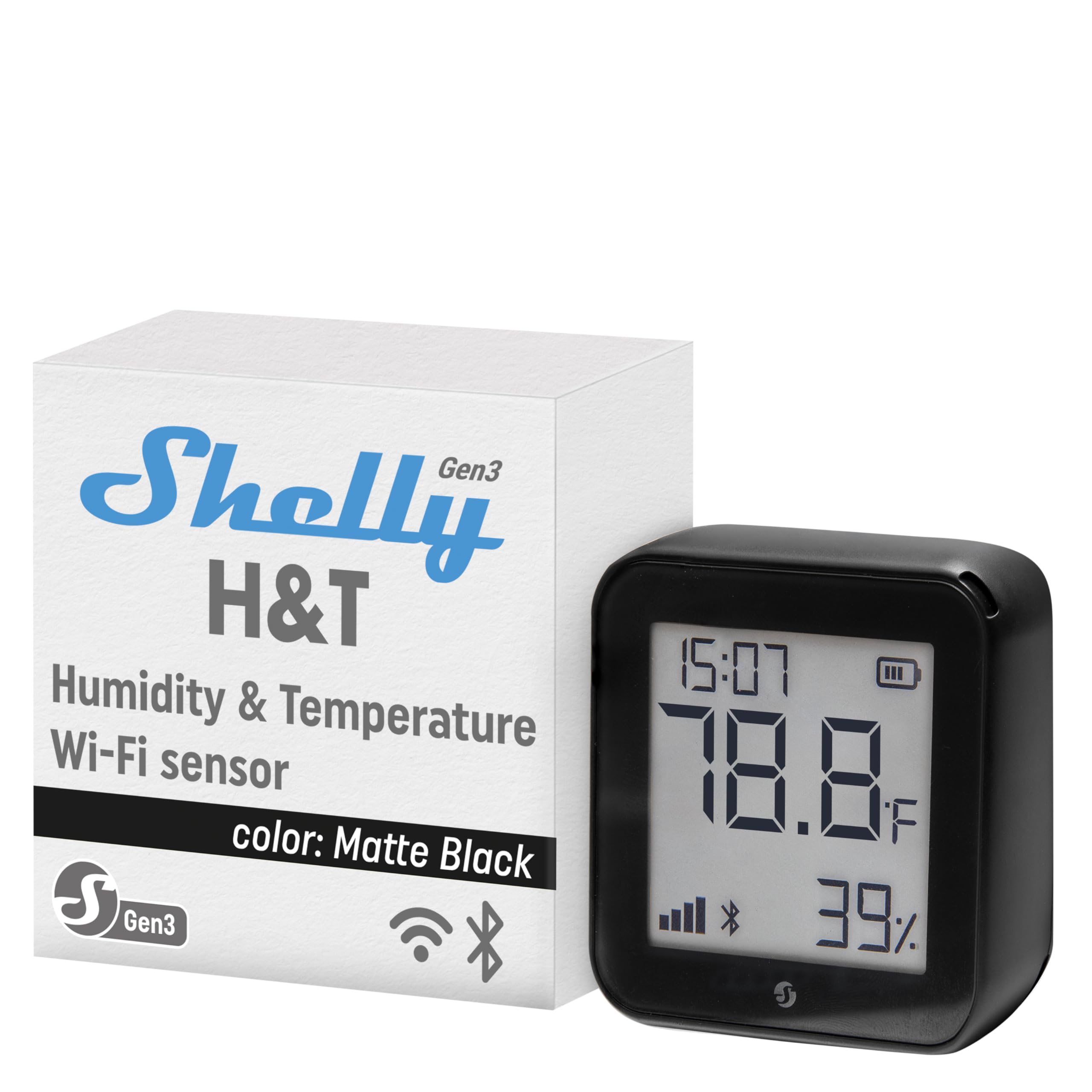 Shelly HT Gen3 Wi-Fi Humidity & Temperature Sensor Black