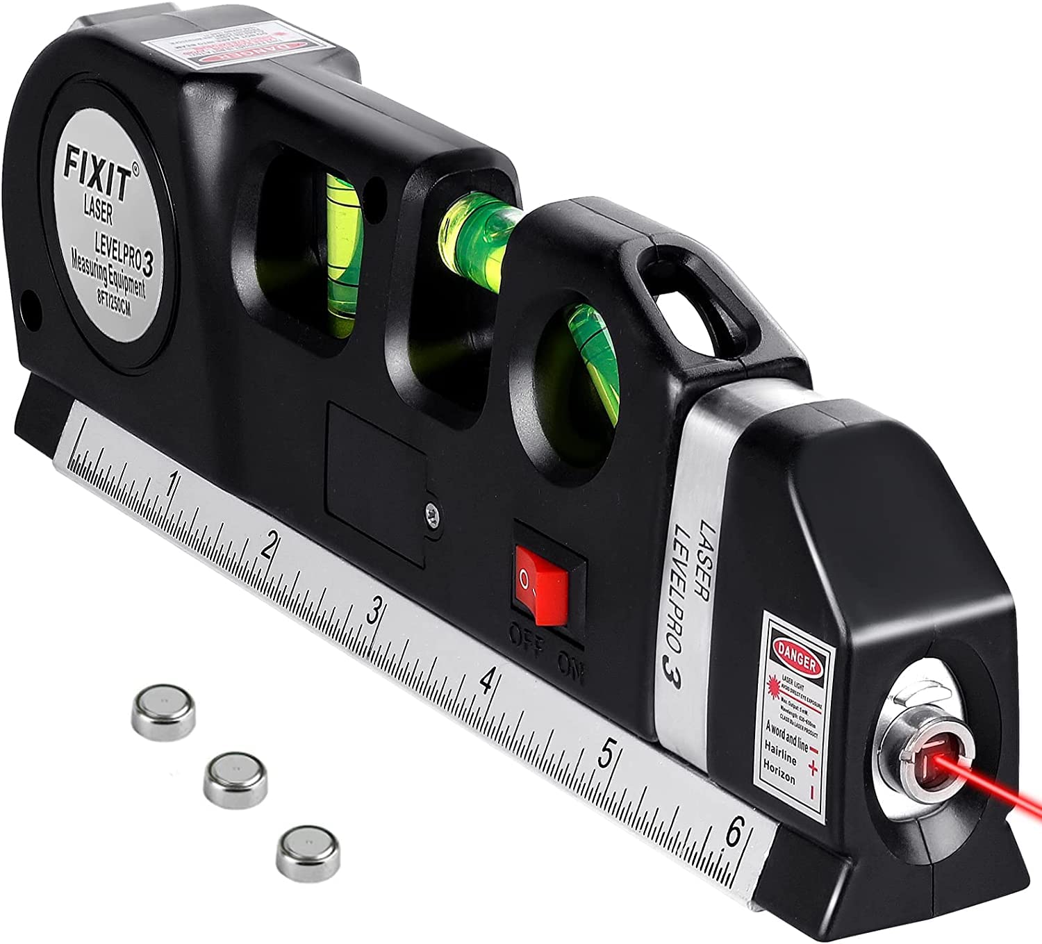 Laser Level Line Tool, Multipurpose Laser Level Kit Standard Cross Line Laser Level Laser Line Leveler Beam Tool with Metric Rulers 8ft/2.5M For