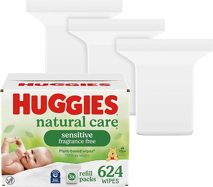 Huggies Natural Care Unscented Baby Wipes, Sensitive, Water-Based, 12 Total Flip Top Packs, 768 Count