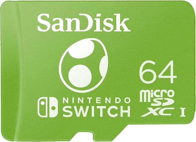 SanDisk microSDXC UHS-I Memory Card for Nintendo Switch Yoshi Edition 64GB (U3, Class 10, 100MB/s Transmission, More Space for Games)