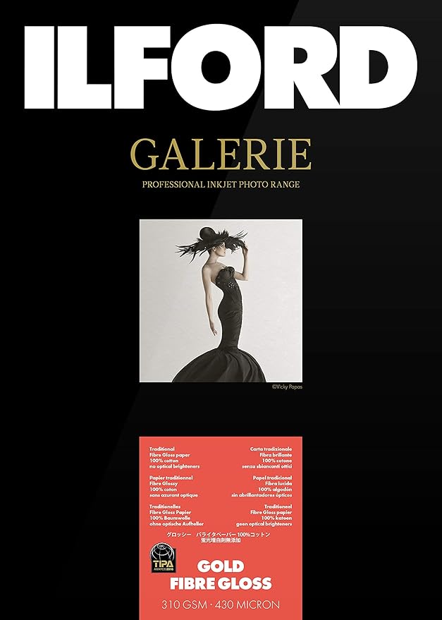 Ilford Galerie Gold Fibre Gloss 310gsm 6x4" 10.2cm x 15.2cm 50 Sheets