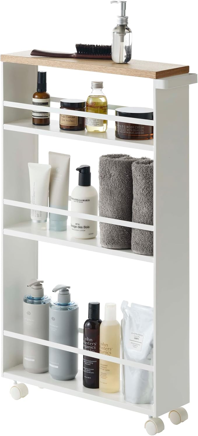 Yamazaki Tower Rolling Storage Cart White