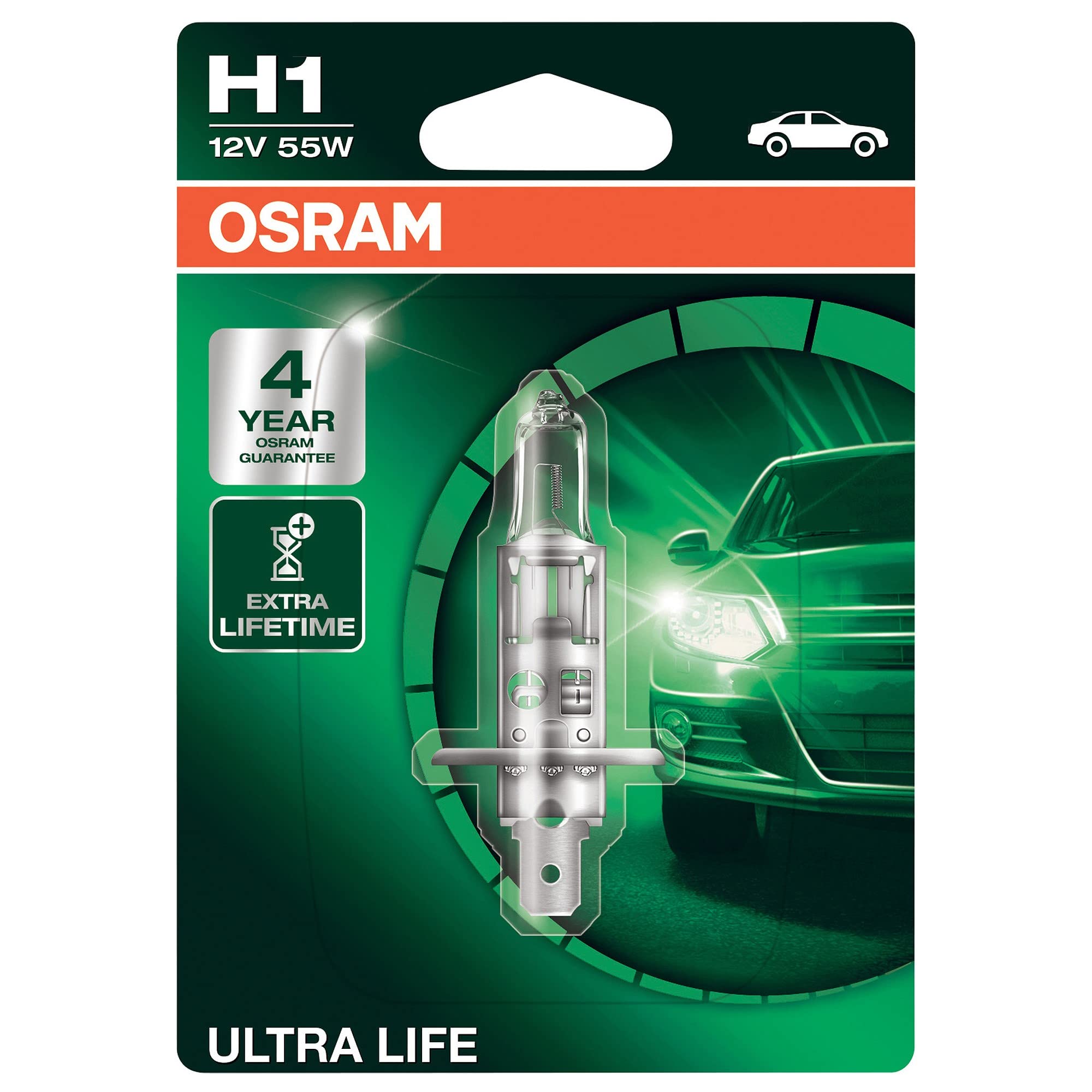 OSRAM Globe Ultra Life (1) H1 Halogen P14-5s 12V 55W 64150ULT-01B - AfterPay & zipPay Available