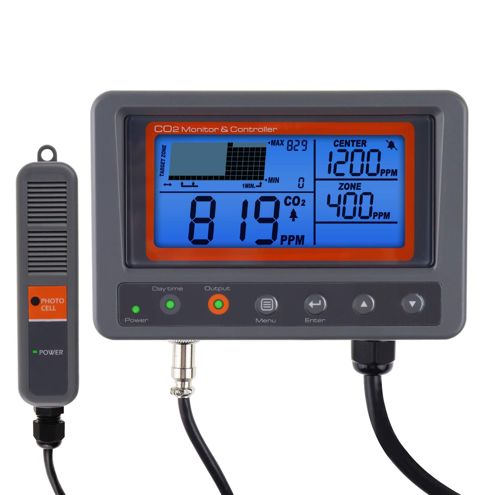 DANOPLUS CO2 Controller Carbon Dioxide Controller CO2 Meter Monitor Day and Night Relay Function, NDIR CO2 Sensor for Green House, Grow Rooms, Factory, Home,