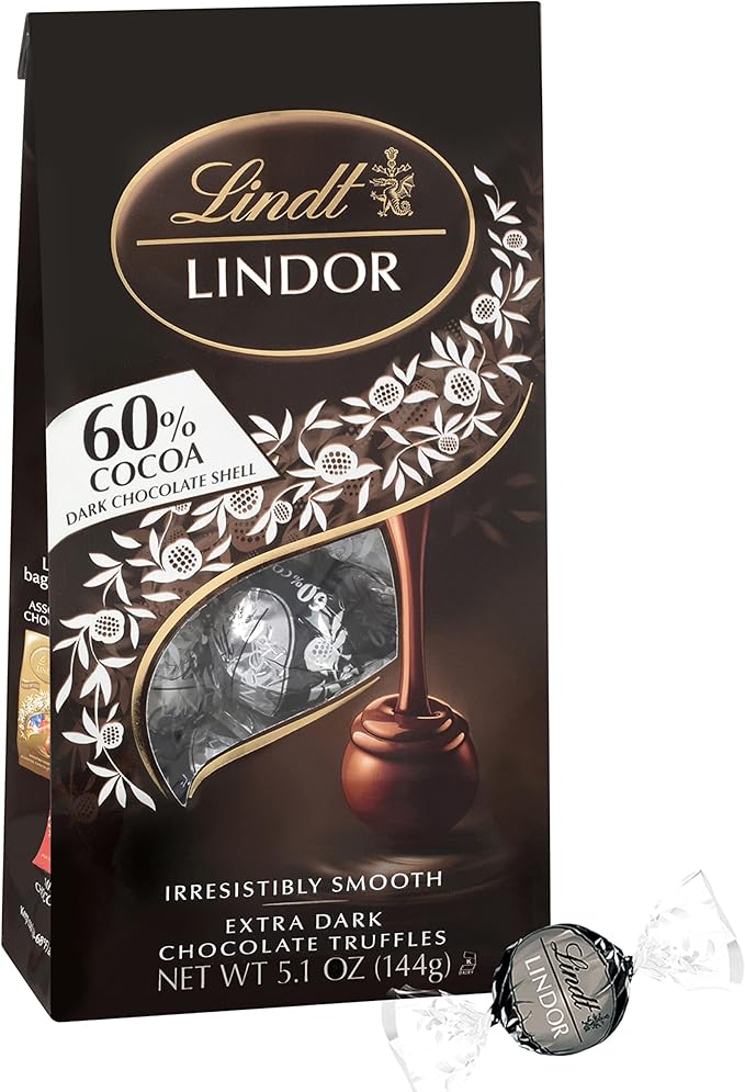 Lindt Lindor 60% Extra Dark Chocolate Truffles, 5.1 Ounce (Pack of 6)